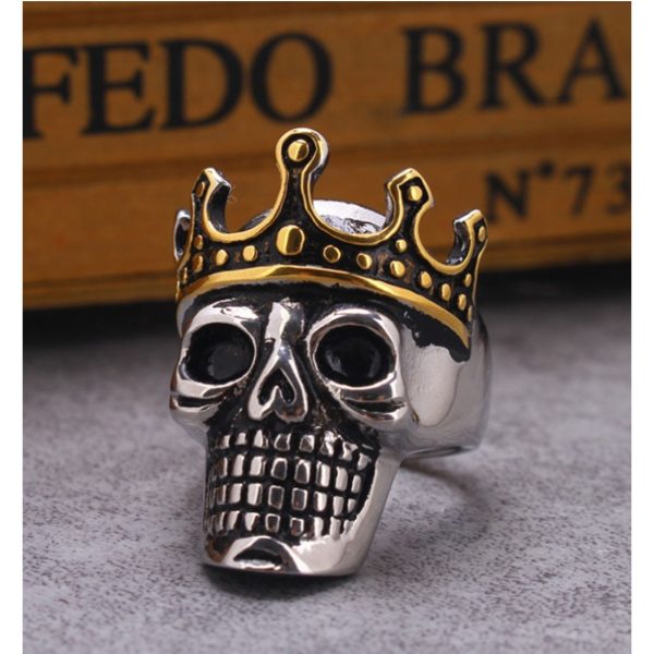 Men Punk Stainless Steel Ring Titanium Steel Regal Skull Ring Fashion Jewelry Factory - Image 4