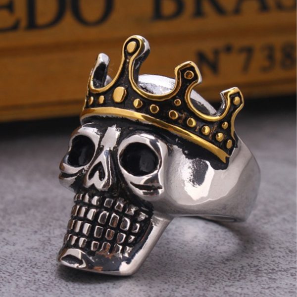 Men Punk Stainless Steel Ring Titanium Steel Regal Skull Ring Fashion Jewelry Factory - Image 3