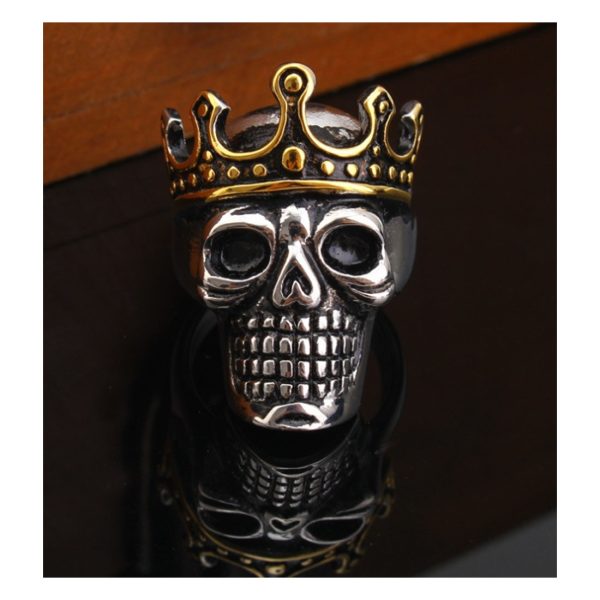 Men Punk Stainless Steel Ring Titanium Steel Regal Skull Ring Fashion Jewelry Factory - Image 2