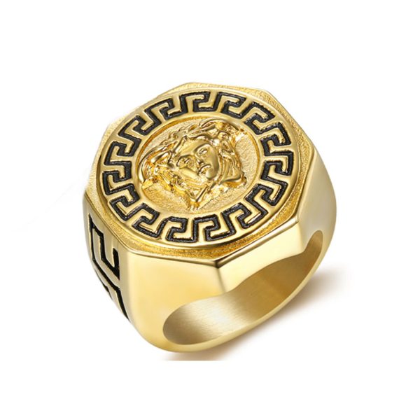 Punk 18k Gold Stainless Steel Ring MenTitanium Steel Jewelry Fashion Factory Wholesales