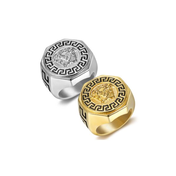 Punk 18k Gold Stainless Steel Ring MenTitanium Steel Jewelry Fashion Factory Wholesales - Image 3