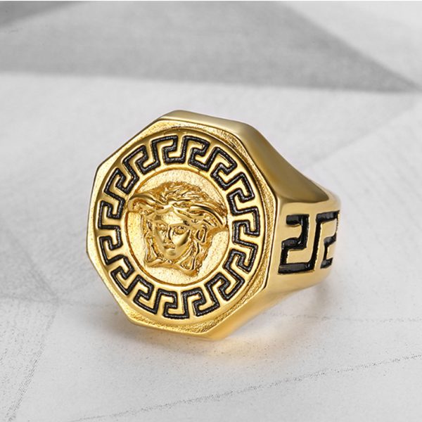Punk 18k Gold Stainless Steel Ring MenTitanium Steel Jewelry Fashion Factory Wholesales - Image 4