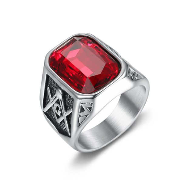 Men Punk Stainless Steel Ring Big Stone Jewelry Fashion Titanium Steel Jewelry Factory