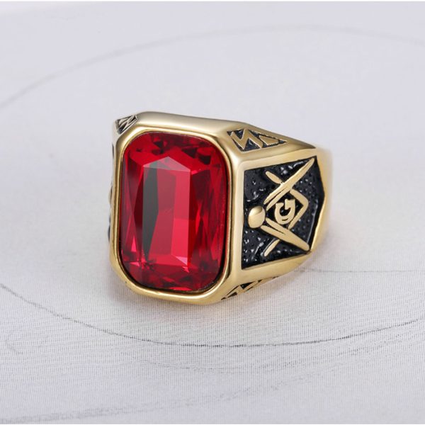 Men Punk Stainless Steel Ring Big Stone Jewelry Fashion Titanium Steel Jewelry Factory - Image 2