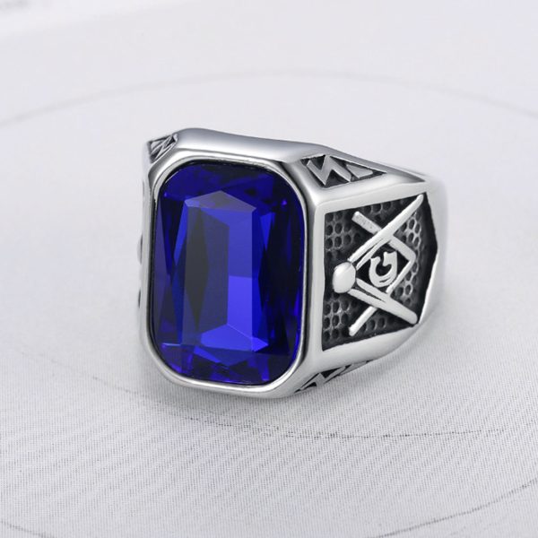 Men Punk Stainless Steel Ring Big Stone Jewelry Fashion Titanium Steel Jewelry Factory - Image 4