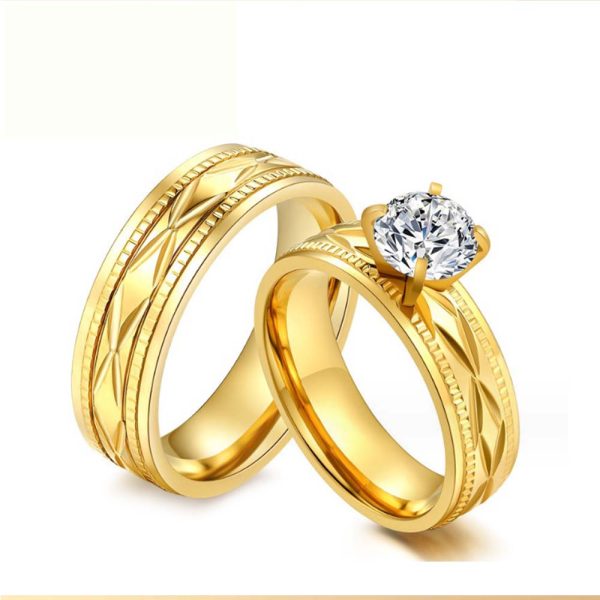 18K gold Plated Stainless Steel Women's Ring 316L Surgical-Grade Stainless Steel Couple jewelry