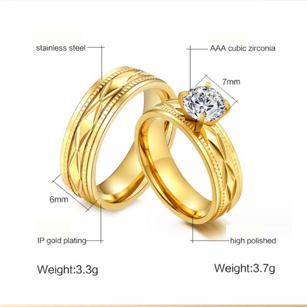 18K gold Plated Stainless Steel Women's Ring 316L Surgical-Grade Stainless Steel Couple jewelry - Image 2