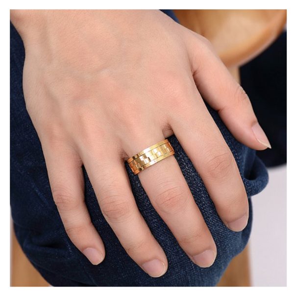 Rotatable 18k Gold Plated Men's Stainless Steel Ring Shenzhen Men Jewelry Factory - Image 3