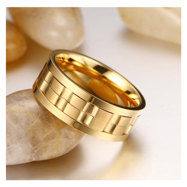 Rotatable 18k Gold Plated Men's Stainless Steel Ring Shenzhen Men Jewelry Factory - Image 2