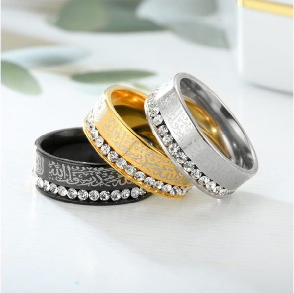 Fashion Titanium Steel Jewelry Factory Exquisite Men's Stainless - Steel Rings Embellished with Stones