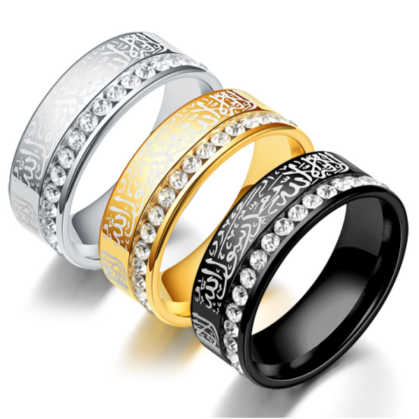 Fashion Titanium Steel Jewelry Factory Exquisite Men's Stainless - Steel Rings Embellished with Stones - Image 2