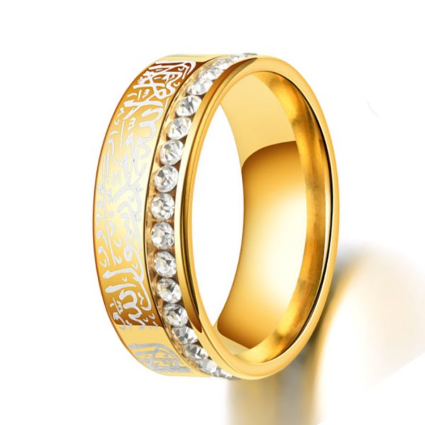 Fashion Titanium Steel Jewelry Factory Exquisite Men's Stainless - Steel Rings Embellished with Stones - Image 3