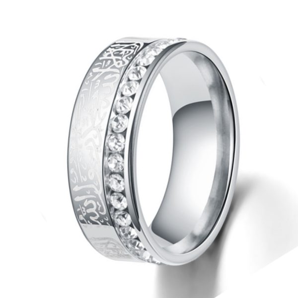 Fashion Titanium Steel Jewelry Factory Exquisite Men's Stainless - Steel Rings Embellished with Stones - Image 4