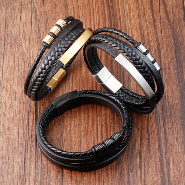 Braided Leather Bracelets for Men High Quality Bangle Bracelets Fashion Magnetic Clasp - Image 4