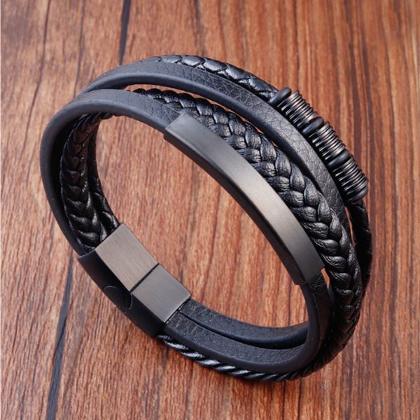 Braided Leather Bracelets for Men High Quality Bangle Bracelets Fashion Magnetic Clasp - Image 3