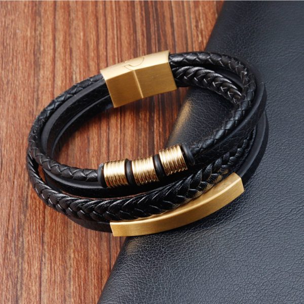 Braided Leather Bracelets for Men High Quality Bangle Bracelets Fashion Magnetic Clasp - Image 2