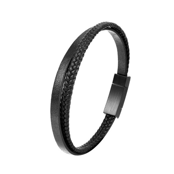 Mens Fashion Cuff Bracelet Magnetic Steel Punk Style Leather Bracelet Jewelry Gifts