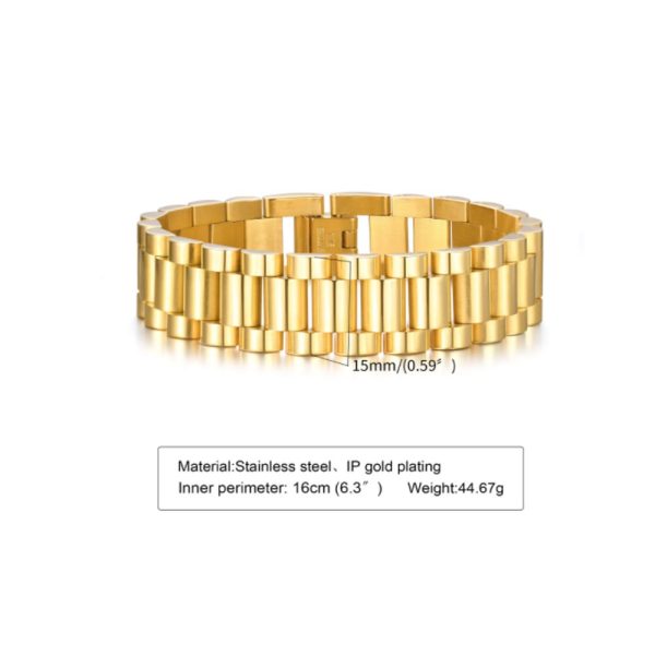 Fashionable Stainless Steel Bracelets for Men TrendyAffordable 18k gold plated Band - Image 3