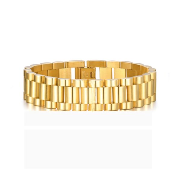 Fashionable Stainless Steel Bracelets for Men TrendyAffordable 18k gold plated Band - Image 4