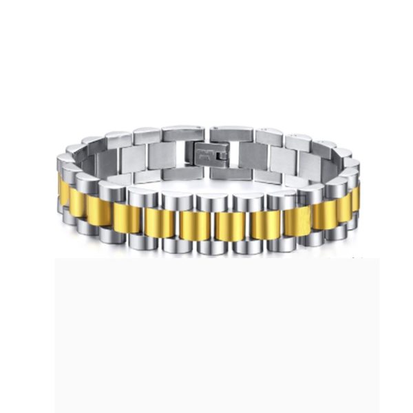 Fashionable Stainless Steel Bracelets for Men TrendyAffordable 18k gold plated Band
