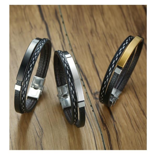 Fashionable Designs Men Jewelry Band Factory Popular Stainless Steel Men's Bracelets - Image 4
