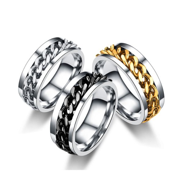 Fashion Men Stainless Steel Ring Titanium Steel Chain Jewelry Factory Directly Wholesale