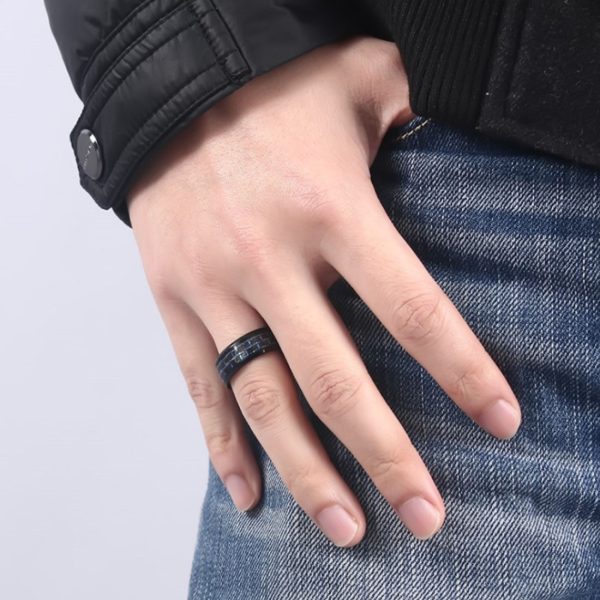 Factory Wholesale Price China mens fashion tungsten ring carbon fiber inlaying For Wedding Band Rings - Image 4
