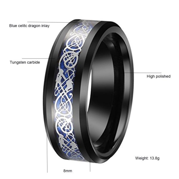 Wholesale CustomBlack Man Ring Jewelry Dragon material InlayTungsten Wedding Band - Image 2