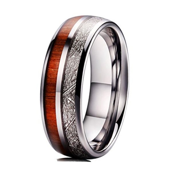 china mens fashion tungsten ring brushed tungsten jewelry meteorite and wooden inlay ring