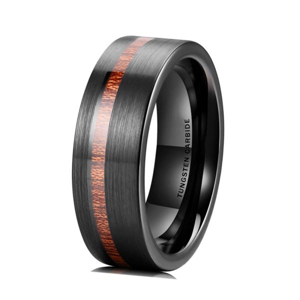 China MenTungsten Carbide Ring balck plated Wedding Bands Fashion wooden Jewelry Rings For Men Women