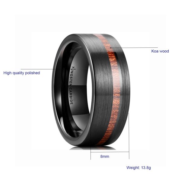 China MenTungsten Carbide Ring balck plated Wedding Bands Fashion wooden Jewelry Rings For Men Women - Image 2