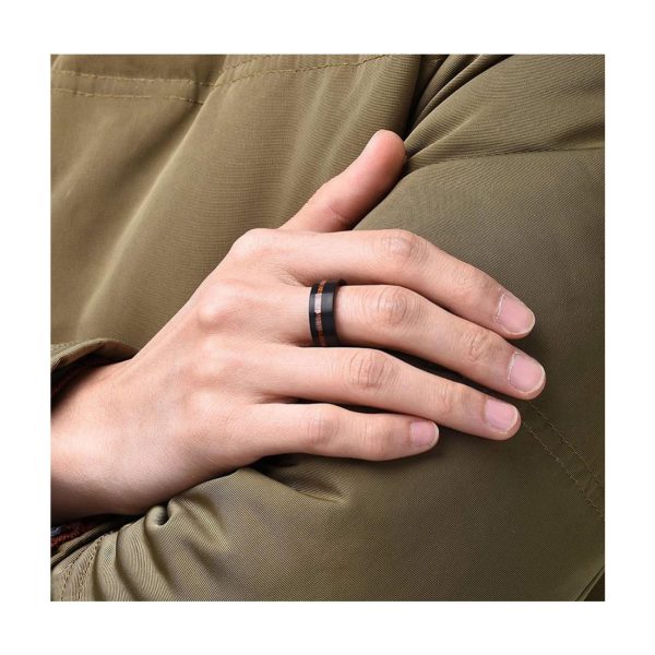 China MenTungsten Carbide Ring balck plated Wedding Bands Fashion wooden Jewelry Rings For Men Women - Image 4