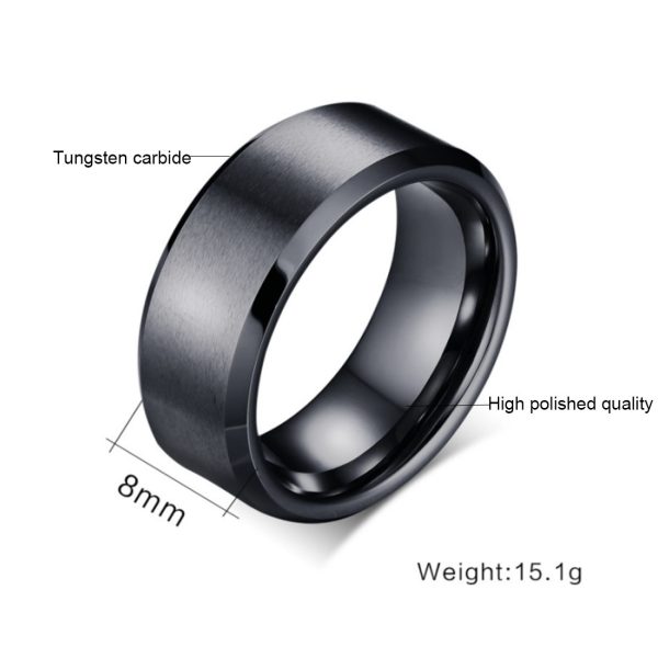 IP black Plated Men Tungsten Carbide Ring 6/8mm Classical Style Wedding Band Factory Supply - Image 3