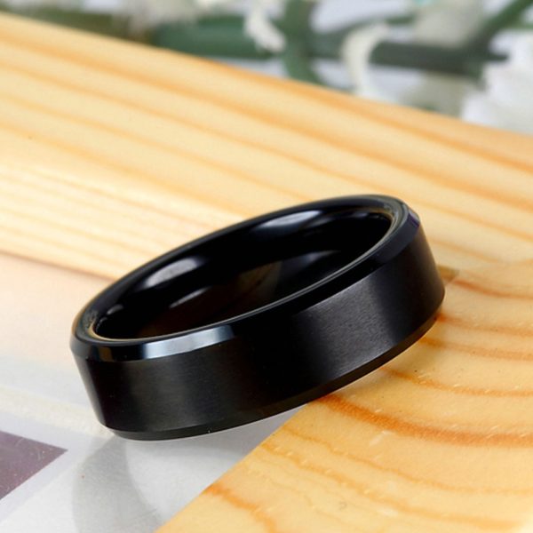 IP black Plated Men Tungsten Carbide Ring 6/8mm Classical Style Wedding Band Factory Supply - Image 4