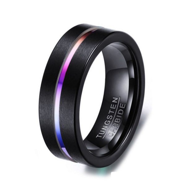 8mm Tungsten Carbide Ring Black Brushed Groove Men Women Wedding Band Fashion Jewelry Rings