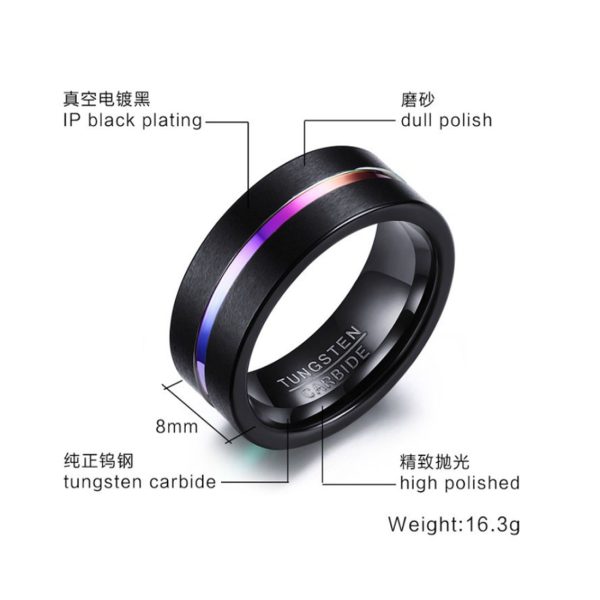 8mm Tungsten Carbide Ring Black Brushed Groove Men Women Wedding Band Fashion Jewelry Rings - Image 2