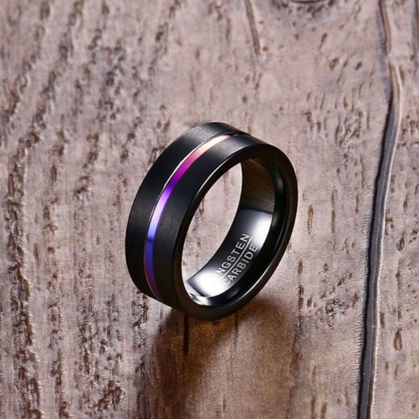 8mm Tungsten Carbide Ring Black Brushed Groove Men Women Wedding Band Fashion Jewelry Rings - Image 3