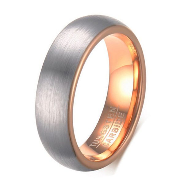 Men tungsten Crbide Ring 6/8mm Fashion Domed rose gold plated Rings Factory Wholesale