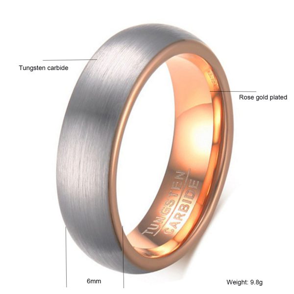 Men tungsten Crbide Ring 6/8mm Fashion Domed rose gold plated Rings Factory Wholesale - Image 2