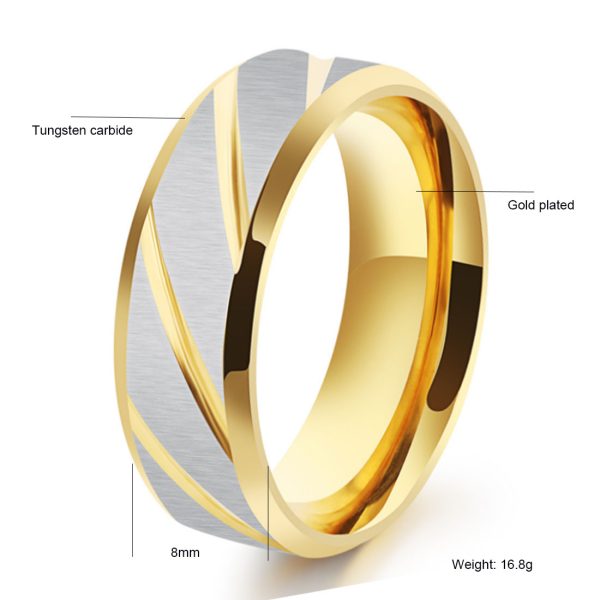 Fashion mens 24k Gold Plated tungsten ring Factory wholesales jewelry Wedding Band Rings - Image 2