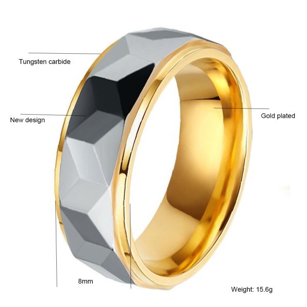 Competitive Price Tungsten Carbide Ring 8mm Gold Men Women Wedding Band Rings Fashion Jewelry - Image 2