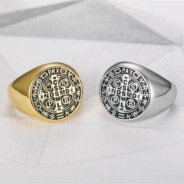 Fashion Men Jewelry factory Punk 18k Gold Stainless Steel Ring MenTitanium Steel Jewelry - Image 3