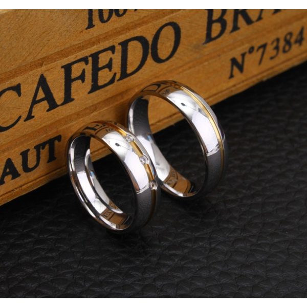 Romantic Style Couple jewelry Elegant Stainless Steel His & Hers Rings with Zircon - Image 3
