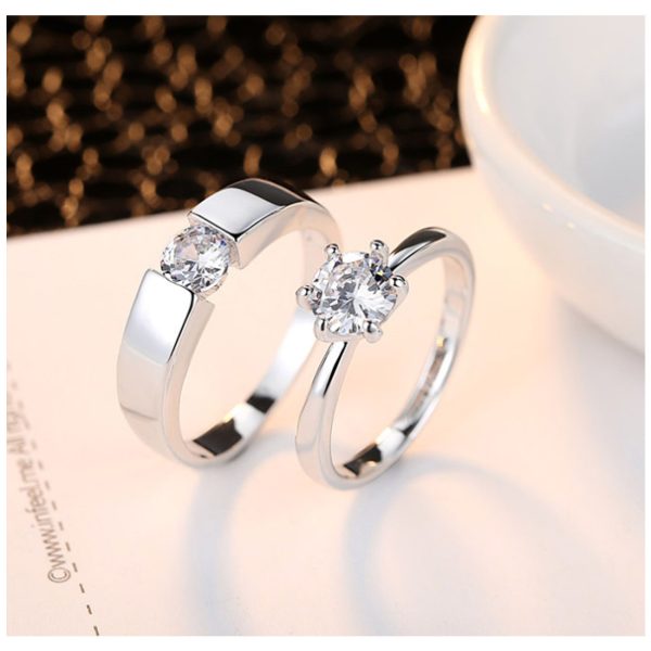 Stainless Steel Women's Ring Couple jewelry Wedding Stainless Steel His & Hers zircon Rings - Image 3