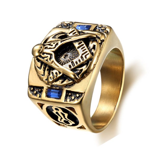 Fashion Punk 18k Gold Stainless Steel Ring Luxury Punk Medusa Ring for Men Jewelry