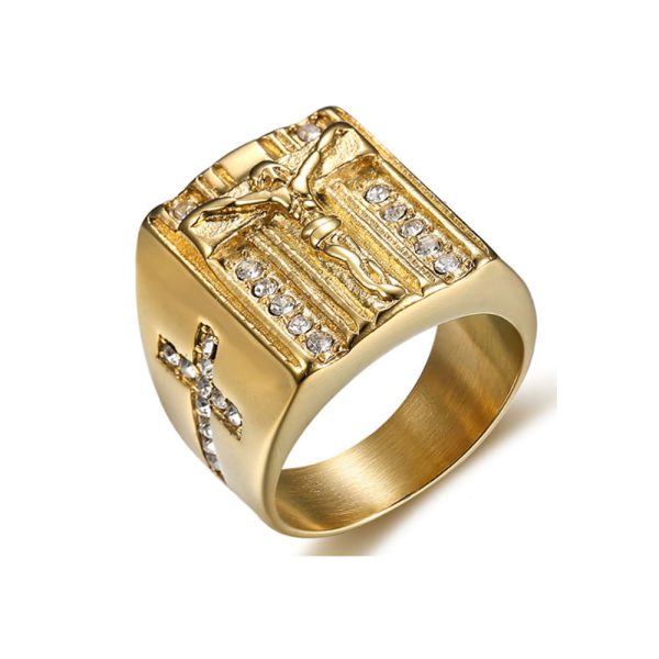 Fashion Men Medusa Rings Punk 18k Gold Plated Stainless Steel Titanium Steel Jewelry