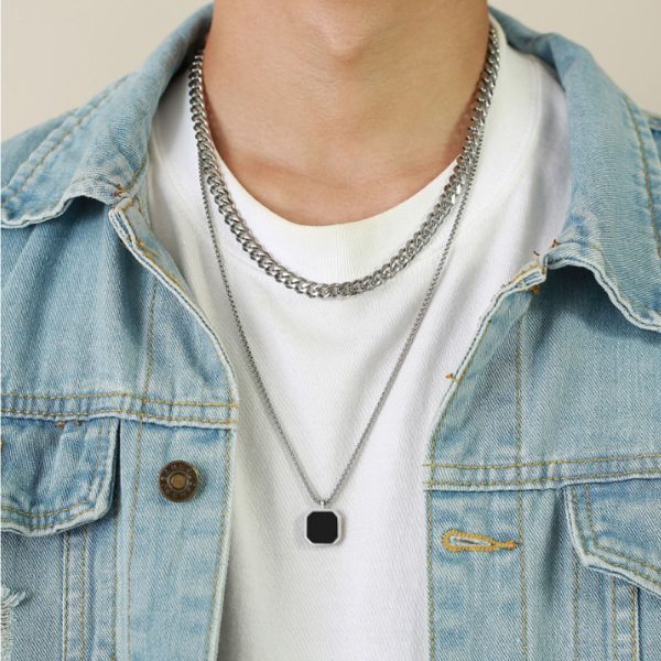 Fashion Men Silver Stainless Steel Necklace Plain Factory wholesales Pendant  for Men jewelry - Image 2