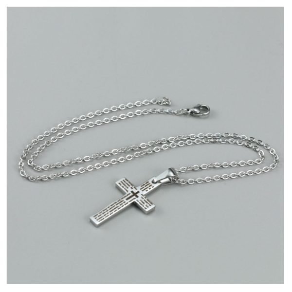 Cross Necklace for Men Silver Stainless Steel Plain Cross Pendant Necklace for Men - Image 4