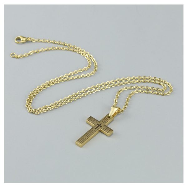 Cross Necklace for Men Silver Stainless Steel Plain Cross Pendant Necklace for Men - Image 3