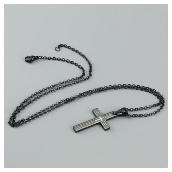Cross Necklace for Men Silver Stainless Steel Plain Cross Pendant Necklace for Men - Image 2